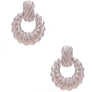 8 Other Reasons Rya Silver Twisted Door Knocker Hoop Earrings
